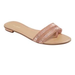 Also Cadilinna Rose Gold Metallic Sequin Slide Sandals